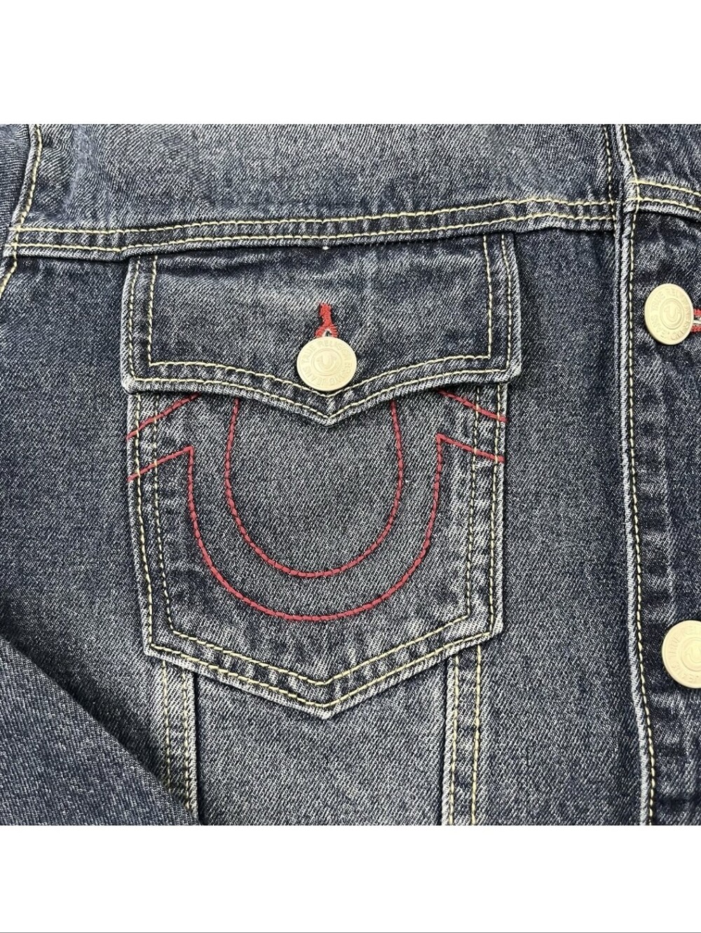 True Religion Mens XL Jesse Trucker Blue Jean Denim Jacket New 10087 - Picture 3 of 7